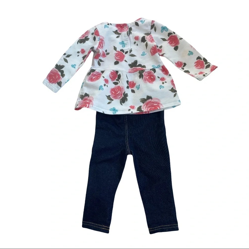 CARTER’S Little Girl Top with Diaper Cover and Floral Top LUCKY Leggings  18 mth - Picture 6 of 9